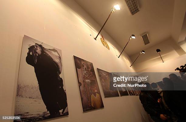 Director of UNRWA operations, Robert Turner, and European Union representative John Gatt-Rutter, attend a photo gallery organized by the Relief and...