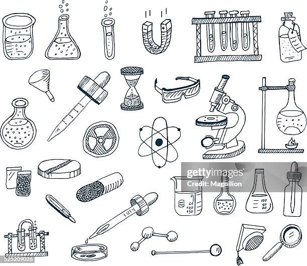 laboratory equipment - microscope drawing stock illustrations