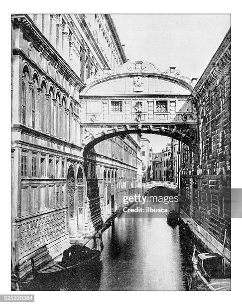 antique photograph of the bridge of sighs (venice, italy)-19th century - bridge of sighs stock illustrations