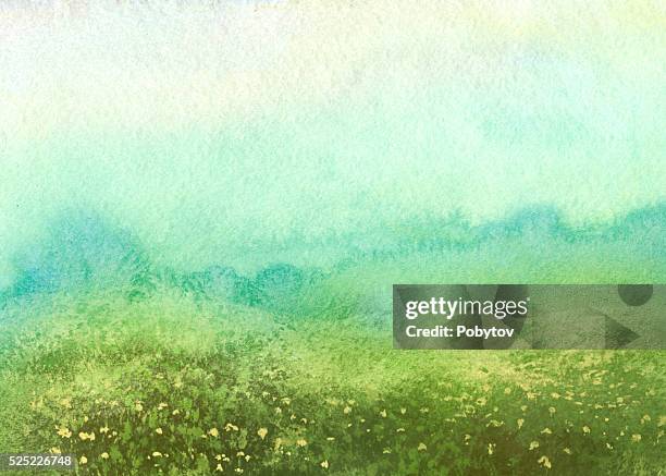 ilustraciones, imágenes clip art, dibujos animados e iconos de stock de fondo acuarela verano - arte
