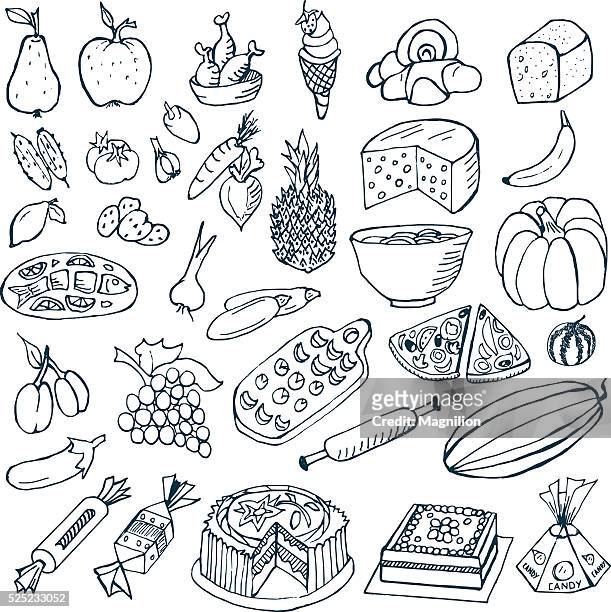 food doodles - dumplings stock illustrations