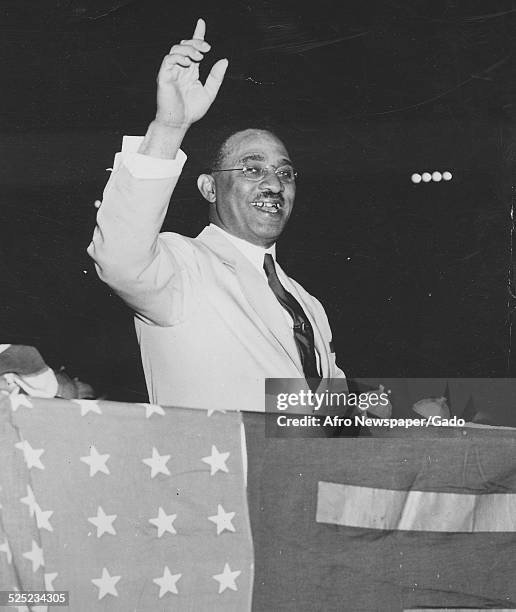 African-American Christian evangelist, faith healer, television personality and entrepreneur Lightfoot Solomon Michaux, 1946.