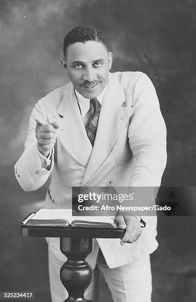 Christian evangelist, faith healer, television personality and entrepreneur Lightfoot Solomon Michaux, September, 1946.