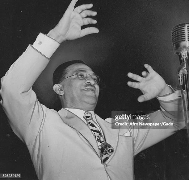 Christian evangelist, faith healer, television personality and entrepreneur Lightfoot Solomon Michaux, October 3, 1942.