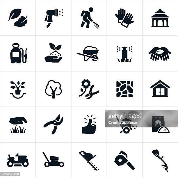 landscaping icons - landscaped stock illustrations