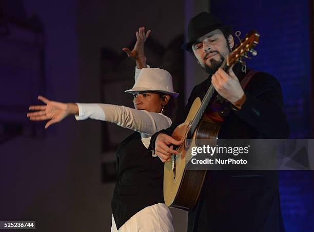 Dancer Juana Calzadilla and musician Cano during a rehersal of 'Flamenco en Blanco y Negro', at the 2014 Dublin Flamenco Festival, St Michan's...