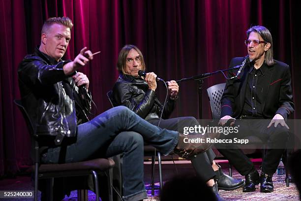 Josh Homme and Iggy Pop speak with Vice President of the GRAMMY Foundation Scott Goldman at A Conversation With Iggy Pop And Josh Homme at The GRAMMY...