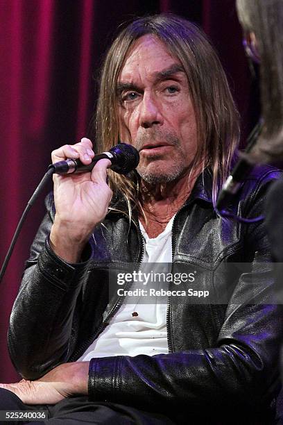 Iggy Pop speaks onstage at A Conversation With Iggy Pop And Josh Homme at The GRAMMY Museum on April 27, 2016 in Los Angeles, California.