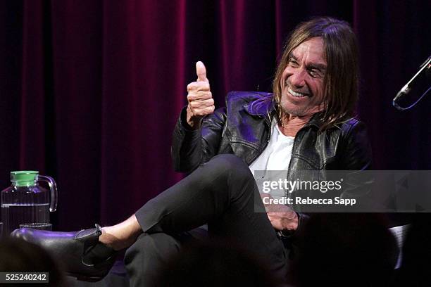 Iggy Pop speaks onstage at A Conversation With Iggy Pop And Josh Homme at The GRAMMY Museum on April 27, 2016 in Los Angeles, California.