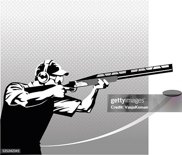 skeet shooter in schwarz und weiß - trap stock-grafiken, -clipart, -cartoons und -symbole