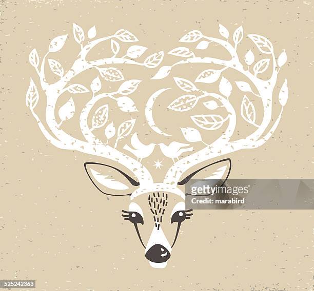 deer horn - deer antler silhouette stock illustrations