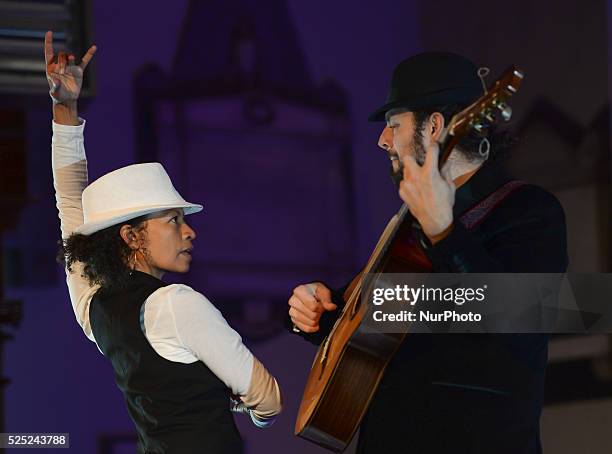 Dancer Juana Calzadilla and musician Cano during a rehersal of 'Flamenco en Blanco y Negro', at the 2014 Dublin Flamenco Festival, St Michan's...