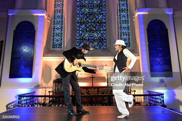 Dancer Juana Calzadilla and musician Cano during a rehersal of 'Flamenco en Blanco y Negro', at the 2014 Dublin Flamenco Festival, St Michan's...