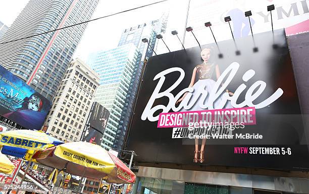 Barbie - Designed to Inspire #UNAPOLOGETIC Billboard for New York Fashion Week September 5-6, 2014 in Times Square on August 22, 2014 in New York...