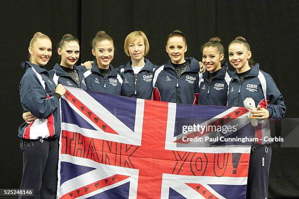 Visa Federation of International Gymnastics - Jade Faulkner, Francesca Fox, Lynne Hutchison, Louisa Pouli, Rachel Smith and Georgina Cassar of the...