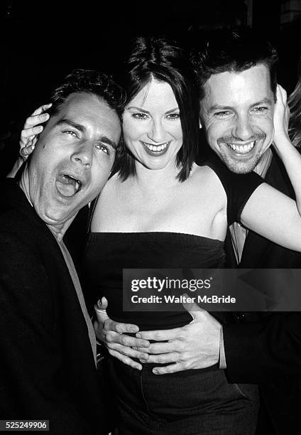 Ed McCormack, Meghan Mullally, and Sean Hayes attend a NBC party at Sky Bar in New York City on May 17th, 1999.