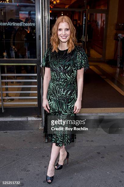 Jessica Chastain attends the "Long Day's Journey Into Night" Broadway opening night at American Airlines Theatre on April 27, 2016 in New York City.