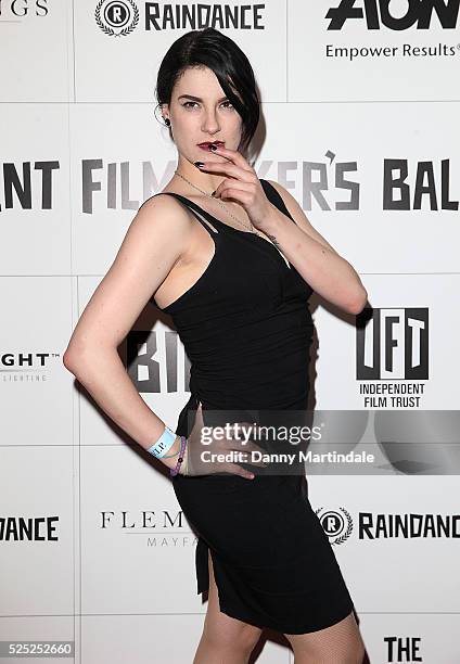 Jasz Vegas arrives for the Raindance Independent Filmmaker's Ball at Cafe de Paris on April 27, 2016 in London, England.