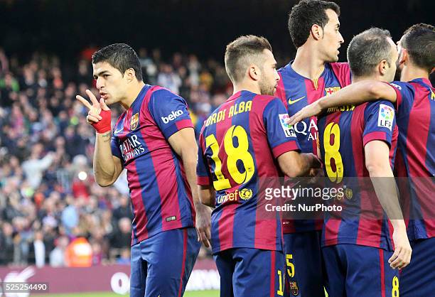 De diciembre- SPAIN: Luis Suarez goal celebration in the match between FC Barcelona and Cordoba CF, for the week 16 of the spanish Liga BBVA match,...