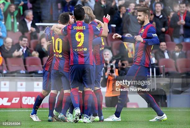 De diciembre- SPAIN: FC Barcelona players celebration in the match between FC Barcelona and Cordoba CF, for the week 16 of the spanish Liga BBVA...