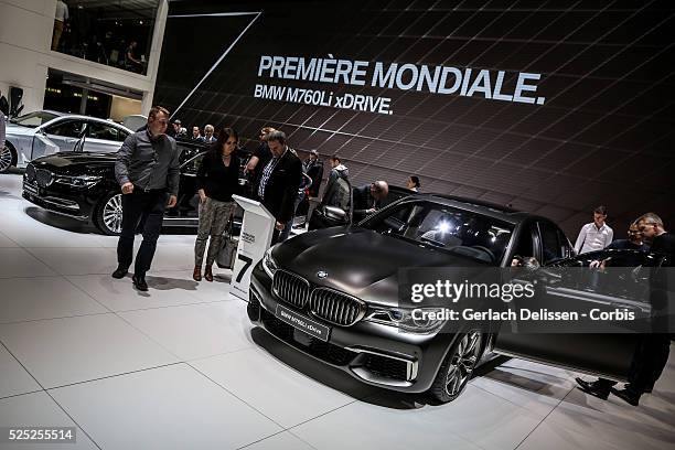 Presentation of the BMW M760Li xDrive as on display at the 86th Geneva International Motorshow at Palexpo in Switzerland, March 2, 2016.