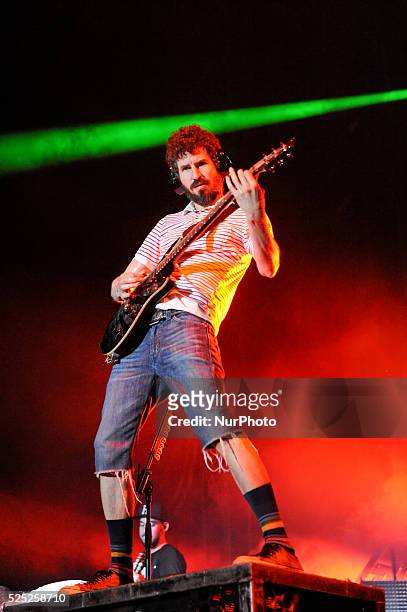 Brad Delson of Linkin Park performs onstage during River City Rockfest at the AT&amp;T Center on May 24, 2015 in San Antonio, Texas.
