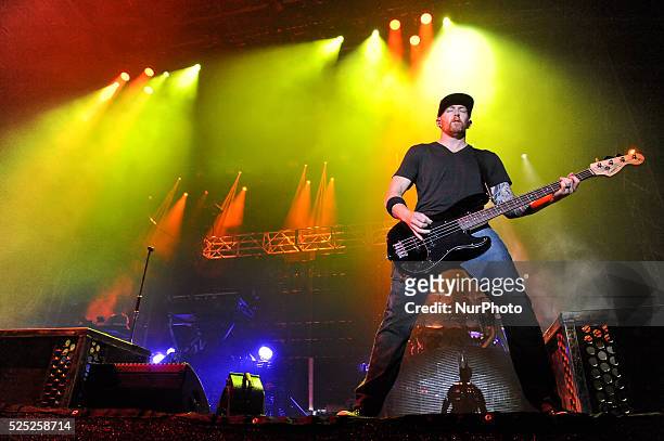 Dave Farrell of Linkin Park performs onstage during River City Rockfest at the AT&amp;T Center on May 24, 2015 in San Antonio, Texas.