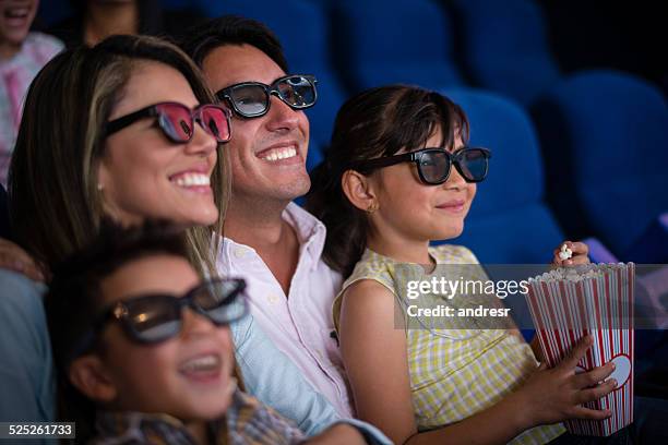 family at the cinema - 3d daughter stock pictures, royalty-free photos & images