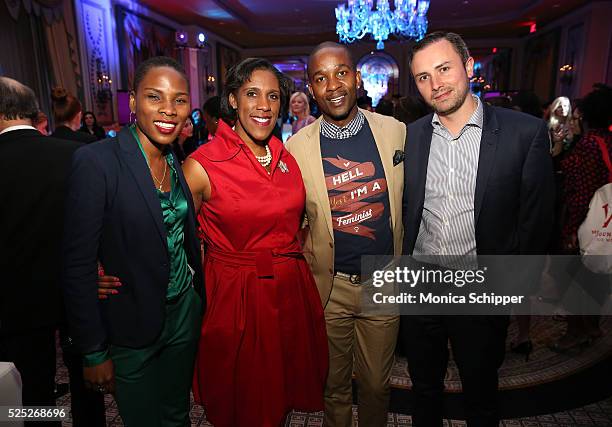 Awesomely Luvvie, Teresa C. Younger, Wade Davis and guest attend Ms. Foundation For Women 2016 Gloria Awards Gala at The Pierre Hotel on April 27,...