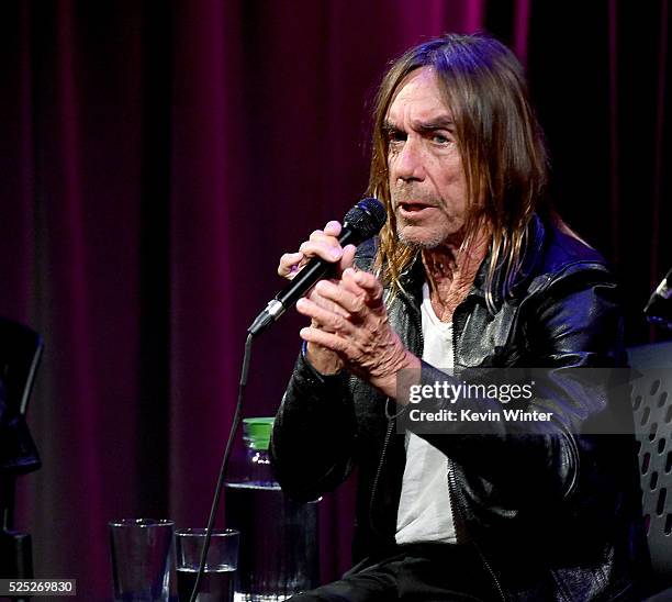 Singer Iggy Pop speaks onstage at the Grammy Museum on April 27, 2016 in Los Angeles, California.