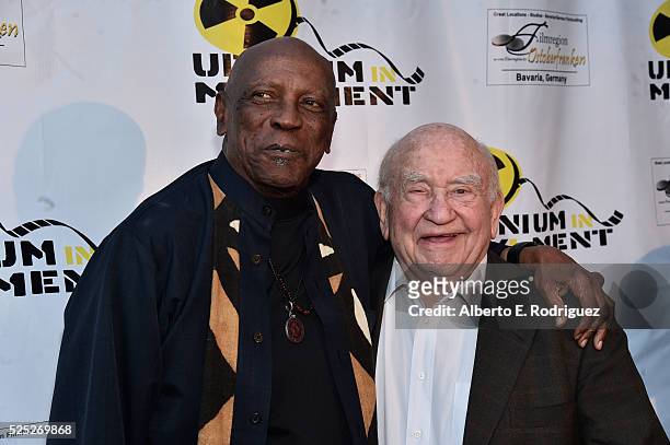 Actors Louis Gossette Jr. And Ed Asner attend the Atomic Age Cinema Fest Premiere of "The Man Who Saved The World" at Raleigh Studios on April 27,...