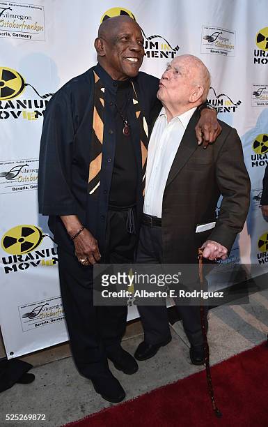 Actors Louis Gossette Jr. And Ed Asner attend the Atomic Age Cinema Fest Premiere of "The Man Who Saved The World" at Raleigh Studios on April 27,...