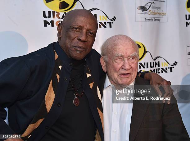 Actors Louis Gossette Jr. And Ed Asner attend the Atomic Age Cinema Fest Premiere of "The Man Who Saved The World" at Raleigh Studios on April 27,...