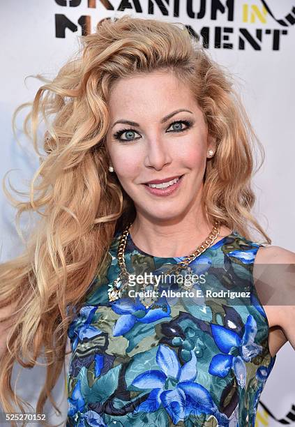 Model/actress Dustin Quick attends the Atomic Age Cinema Fest Premiere of "The Man Who Saved The World" at Raleigh Studios on April 27, 2016 in Los...