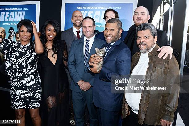 Actors Nia Long, Tiffany Haddish, Keegan-Michael Key, Will Forte, Rob Huebel, Jordan Peele, Keanu the cat director Peter Atencio, and actor Luis...