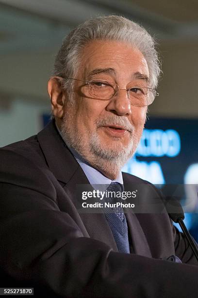 Singer Placido Domingo during the presentation of 'Placido en el alma' charity concert at Santiago Bernabeu stadium in Madrid, Spain, 09 December...