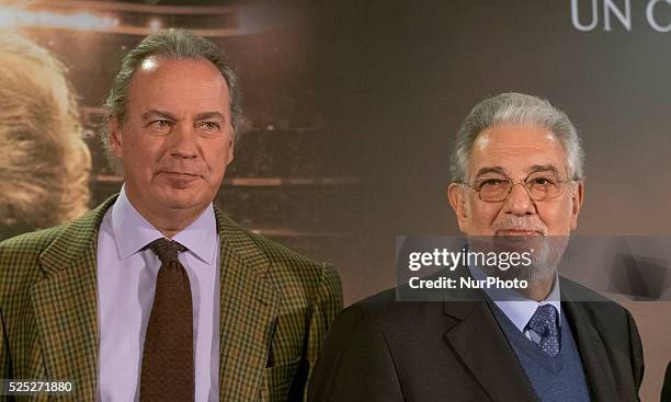 Singer Placido Domingo and Bertin Osborne presentation of 'Placido en el alma' charity concert at Santiago Bernabeu stadium in Madrid, Spain, 09...