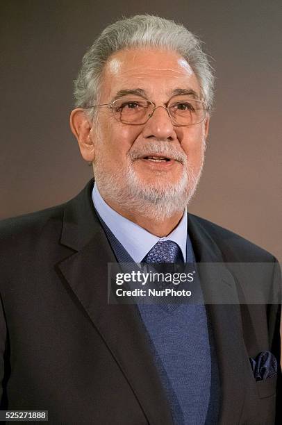 Singer Placido Domingo presentation of 'Placido en el alma' charity concert at Santiago Bernabeu stadium in Madrid, Spain, 09 December 2015. Photo:...