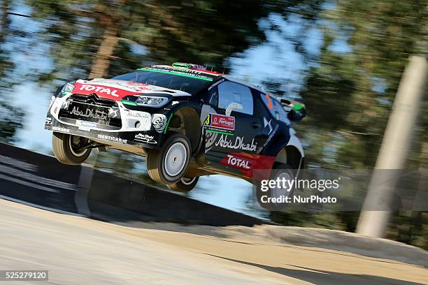 Kris Meeke and Paul Nagle in Citroen DS3 WRC of team Citroen Total Abu Dhabi WRT during the shakedown of WRC Vodafone Rally Portugal 2015, at...
