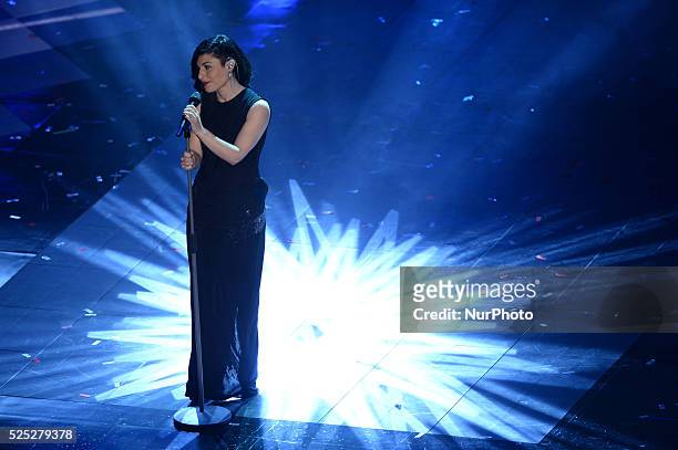 Giusy Ferreri attend the opening night of the 64rd Sanremo Song Festival at the Ariston Theatre on February 18, 2014 in Sanremo, Italy.