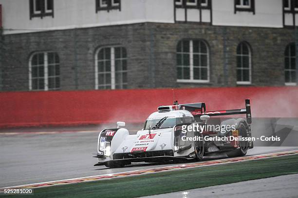 Class Audi Sport Team Joest Audi R18 e-tron quattro of Lucas Di Grassi , Loic Duval and Tom Kristensen in action during Free Practice 1 of Round 2 of...