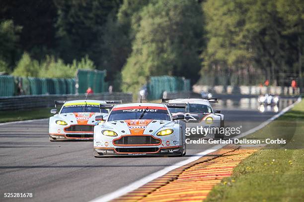 Am class Aston Martin Racing Aston Martin Vantage V8 of Kristian Poulsen / David Heinemeir Hansson / Richie Stanaway in action during the race of...