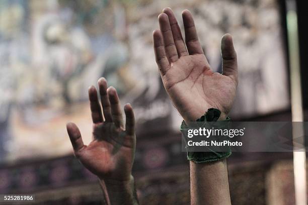 Bahrain , Manama - Shia'a muslims taking a part in the 8th of Muharram which holds the death of AlQassim , AlQassim was the son of the Imam, Hasan...