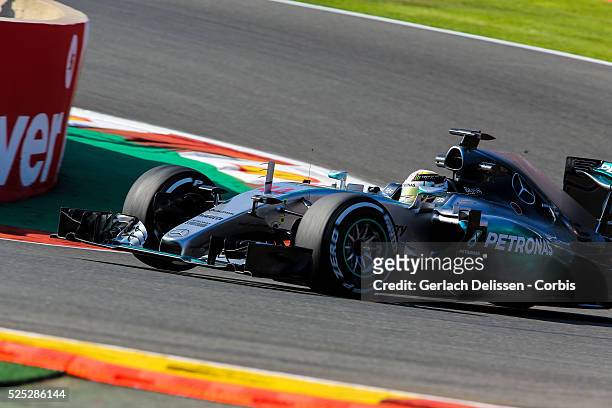 Lewis Hamilton of the Mercedes AMG Petronas F1 Team during the 2015 Formula 1 Shell Belgian Grand Prix free practise 1 at Circuit de...