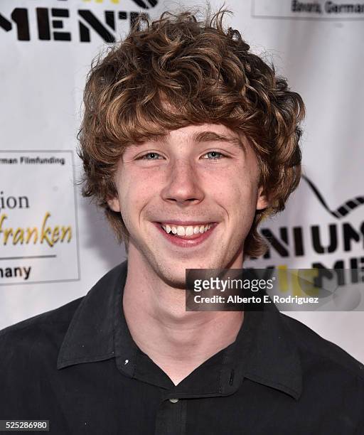 Actor Joey Luthman attends the Atomic Age Cinema Fest Premiere of "The Man Who Saved The World" at Raleigh Studios on April 27, 2016 in Los Angeles,...