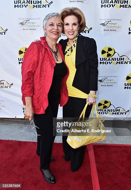 Radio host Libbe HaLevy and actress Kat Kramer attend the Atomic Age Cinema Fest Premiere of "The Man Who Saved The World" at Raleigh Studios on...