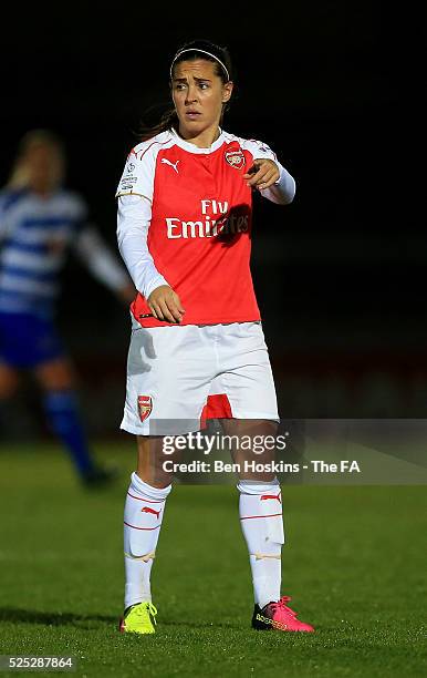 Fara Williams of Arsenal in action during the WSL 1 match between Reading FC Women and Arsenal Ladies FC on April 27, 2016 in High Wycombe, England.