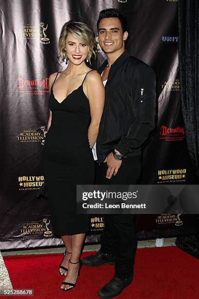 Actors Linsey Godfrey and Robert Adamson attends the 2016 Daytime Emmy Awards Nominees Reception Arrivals at The Hollywood Museum on April 27, 2016...