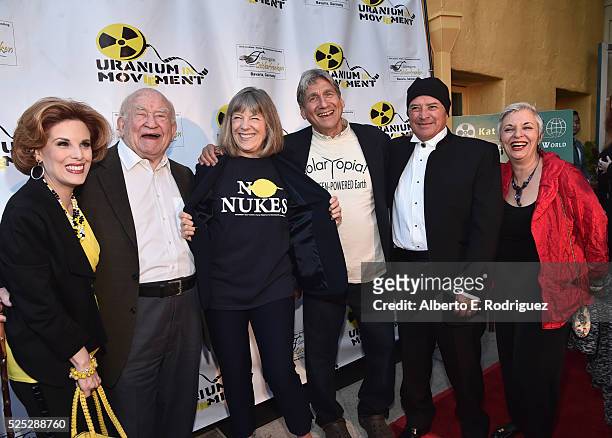 Actors Kat Kramer, Ed Asner, Mimi Kennedy, anti nuclear strategist Harvey Wasserman, David Valentino and radio host Libbe HaLevy attend the Atomic...