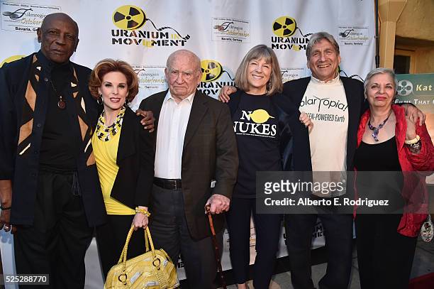 Actors Louis Gossette Jr., Kat Kramer, Ed Asner, Mimi Kennedy, anti nuclear strategist Harvey Wasserman and radio host Libbe HaLevy attend the Atomic...
